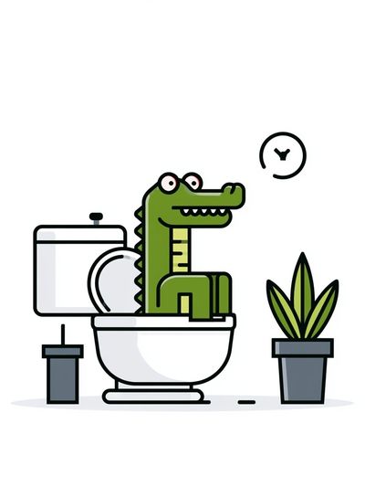 Crocodile Bathroom Cartoon Print. poster