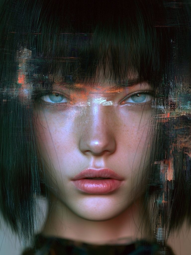 Glitch Portrait — Digital Art Print. poster — illustration art