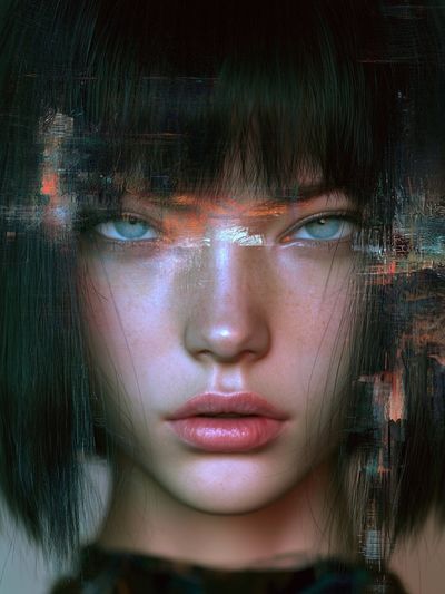 Glitch Portrait — Digital Art Print. poster