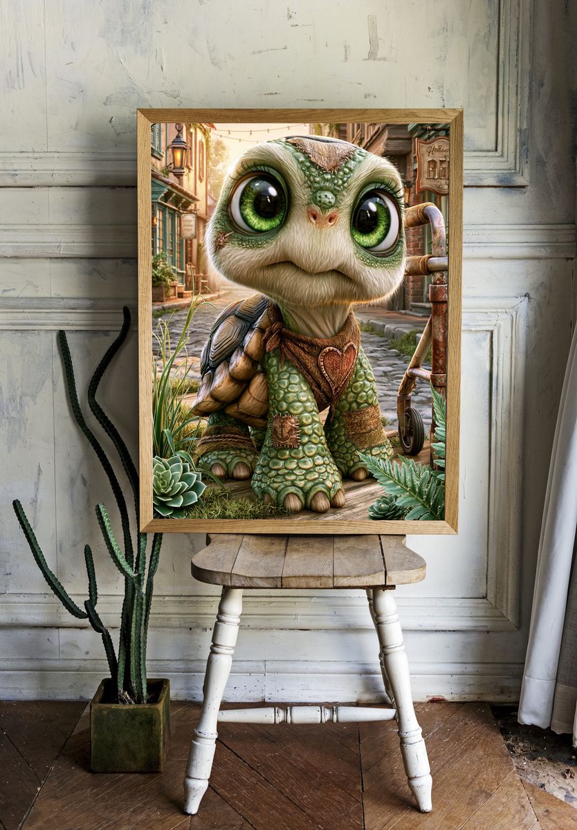 Cute Turtle Character Illustration Poster. room preview