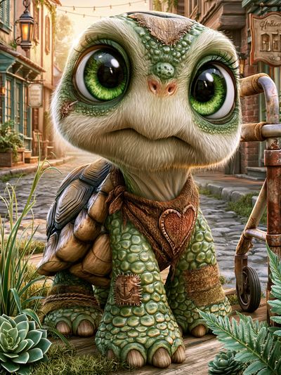 Cute Turtle Character Illustration Poster. poster print