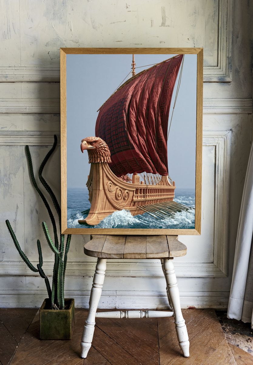 Mythic Eagle Ship — Illustration Print. — room view 1