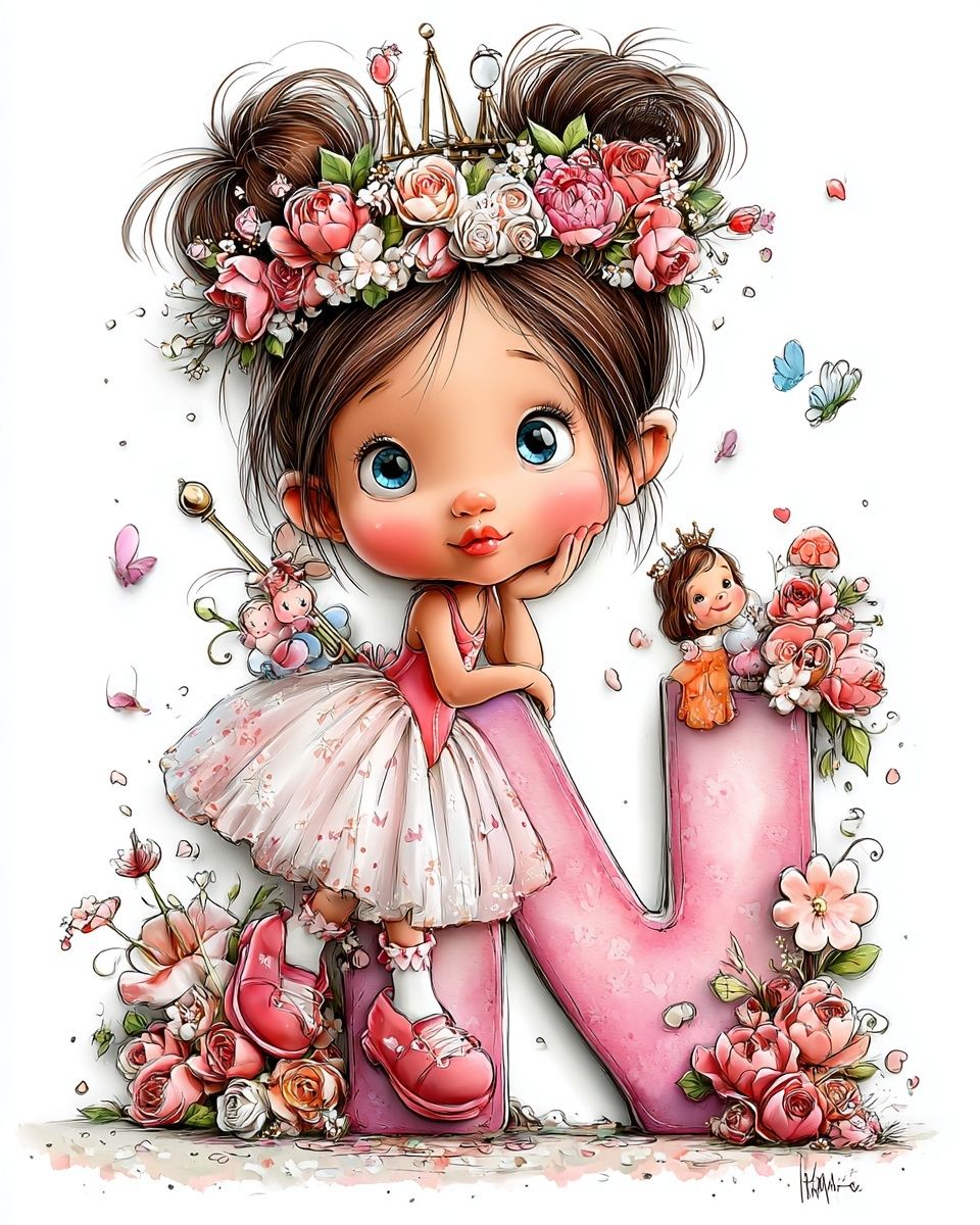 Floral Princess N Illustration Poster. poster detail