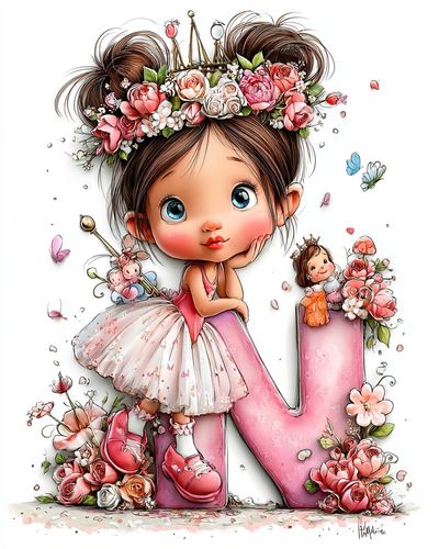 Floral Princess N Illustration Poster. poster print
