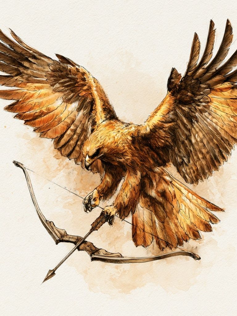 Golden Eagle Watercolor Poster. poster — illustration art
