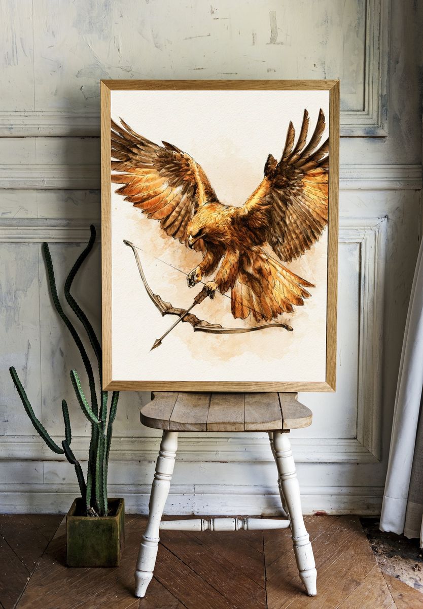 Golden Eagle Watercolor Poster. — room view 1