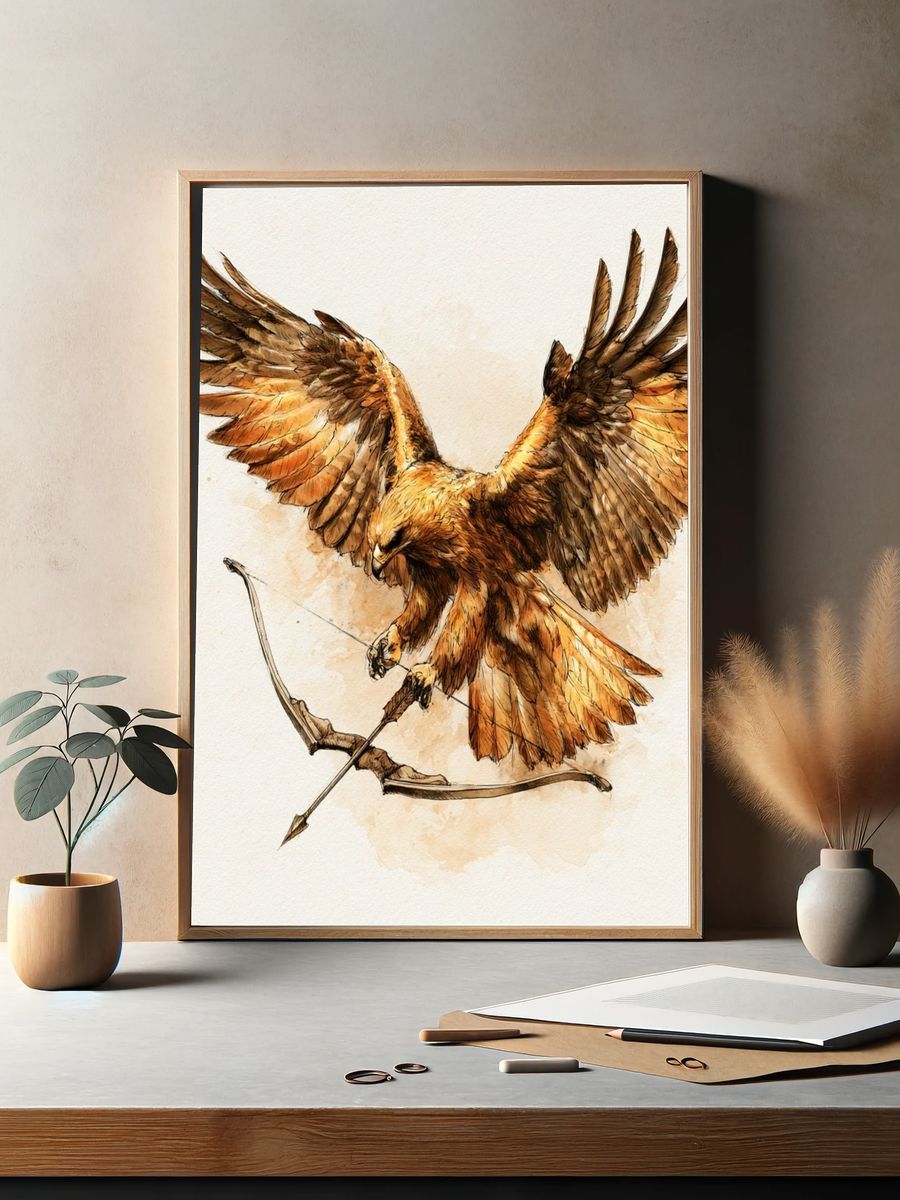 Golden Eagle Watercolor Poster. — room view 2