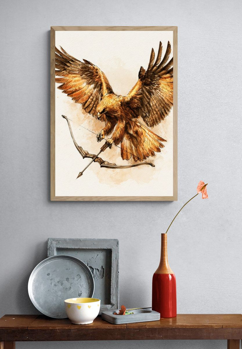 Golden Eagle Watercolor Poster. — room view 3