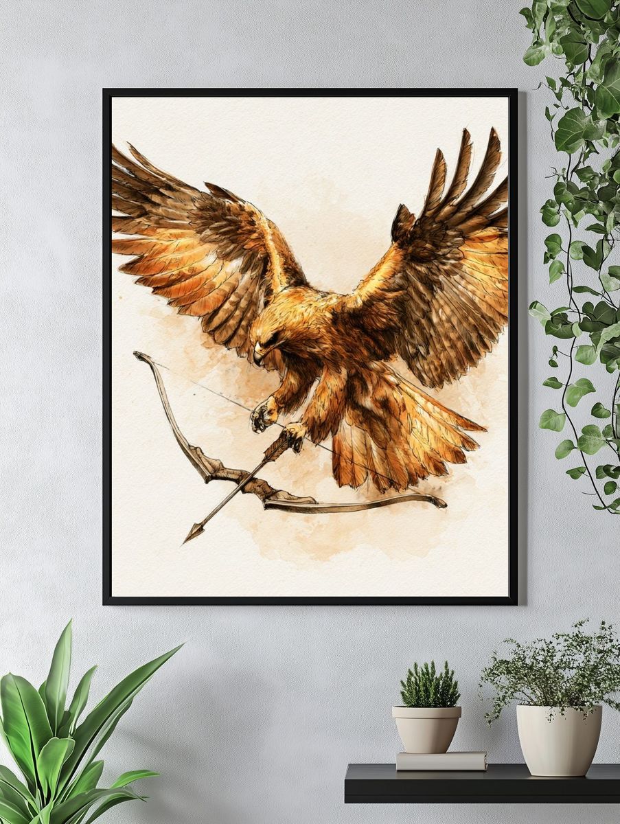 Golden Eagle Watercolor Poster. — room view 4