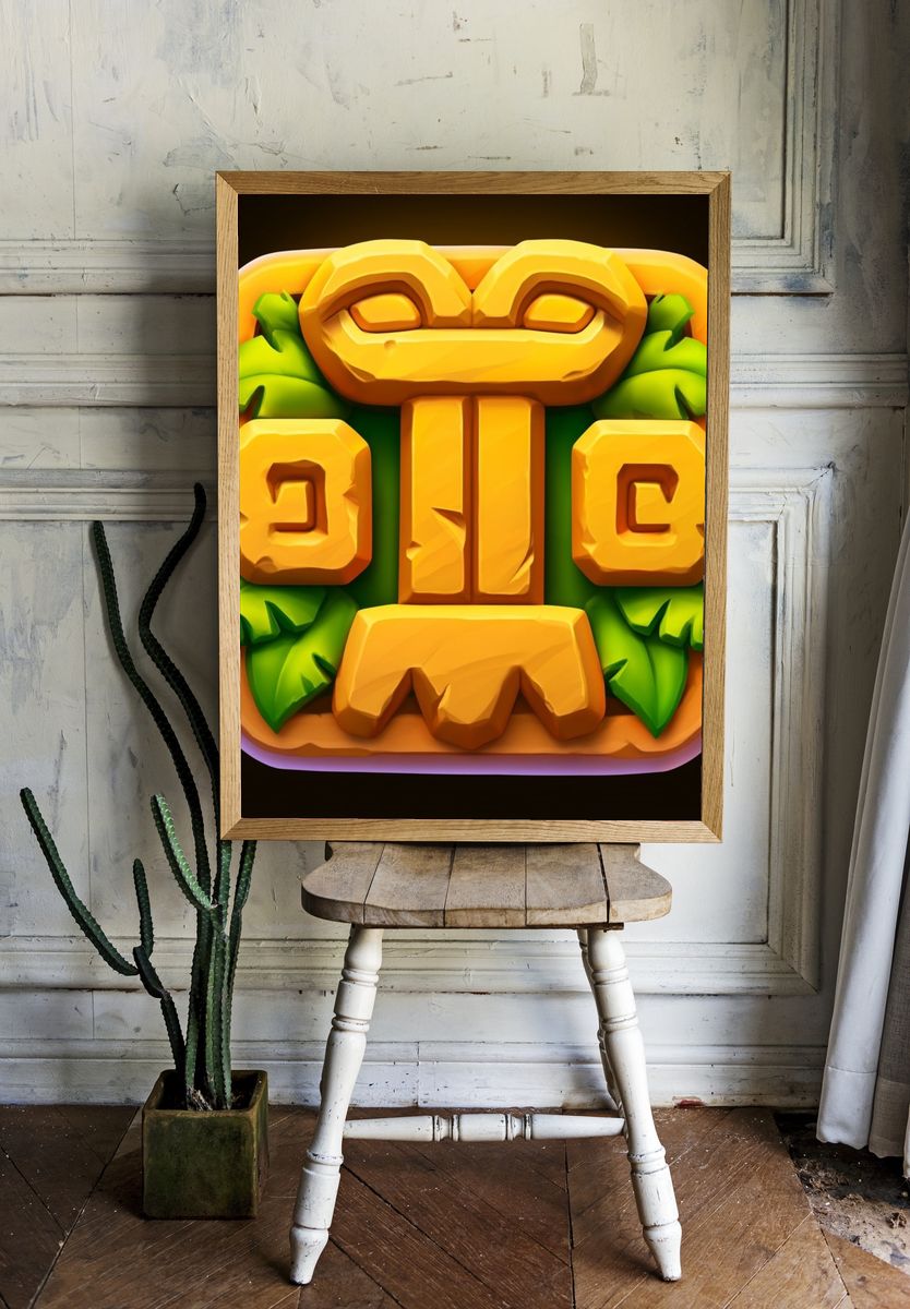 Tiki Totem Digital Art Poster. — room view 1