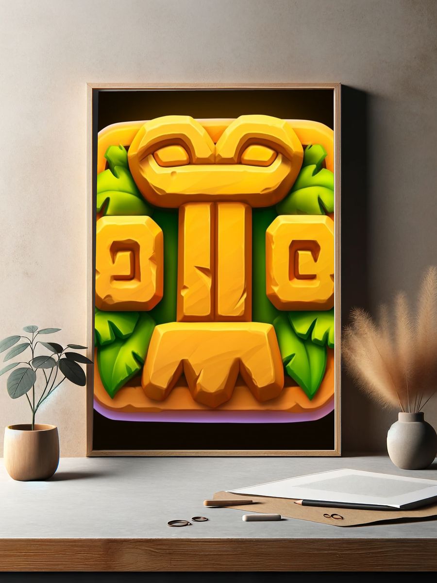 Tiki Totem Digital Art Poster. — room view 2