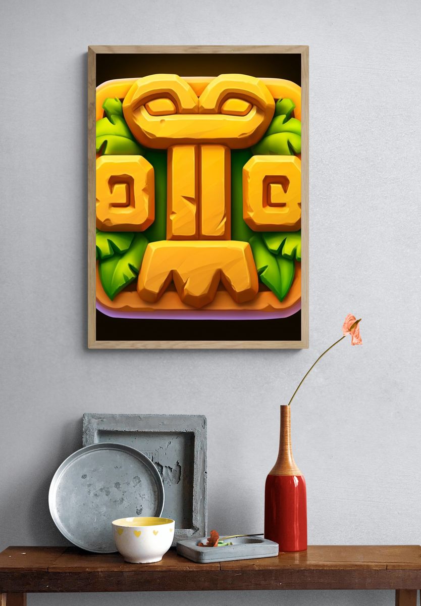 Tiki Totem Digital Art Poster. — room view 3