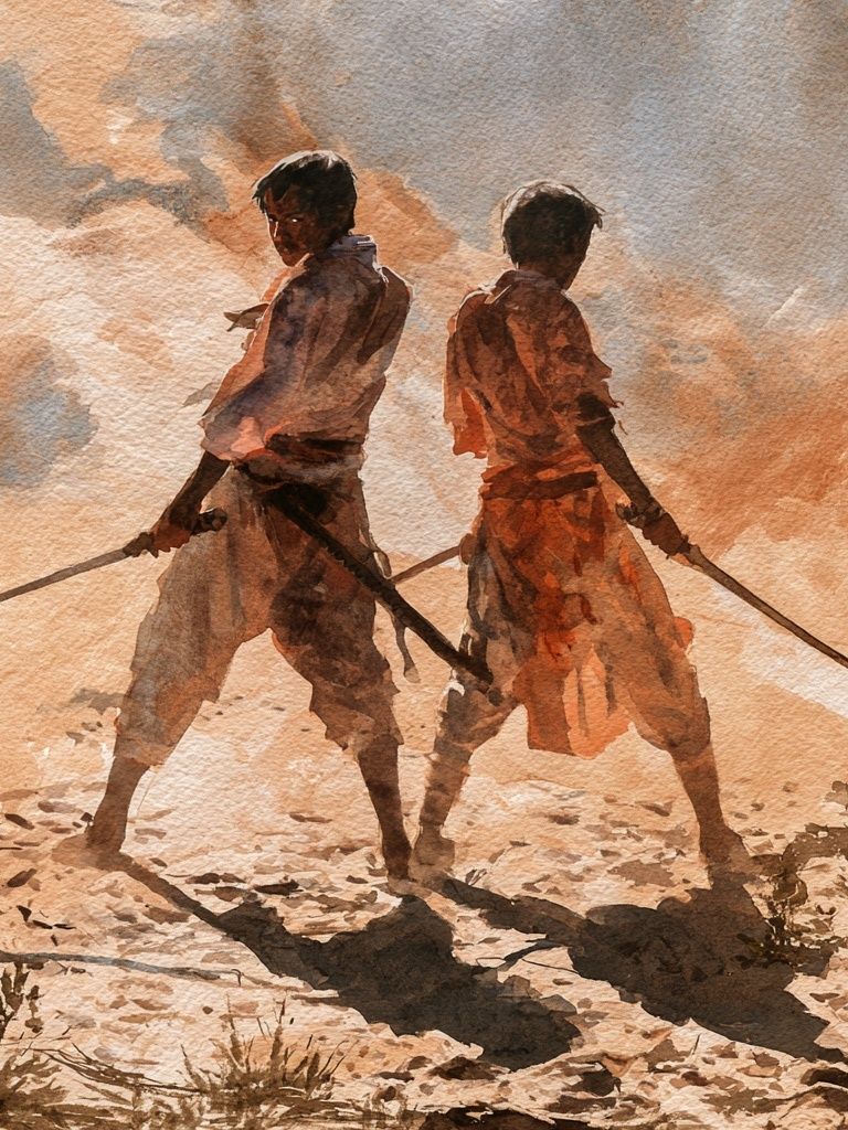 Desert Duel Watercolor Print. poster — illustration art