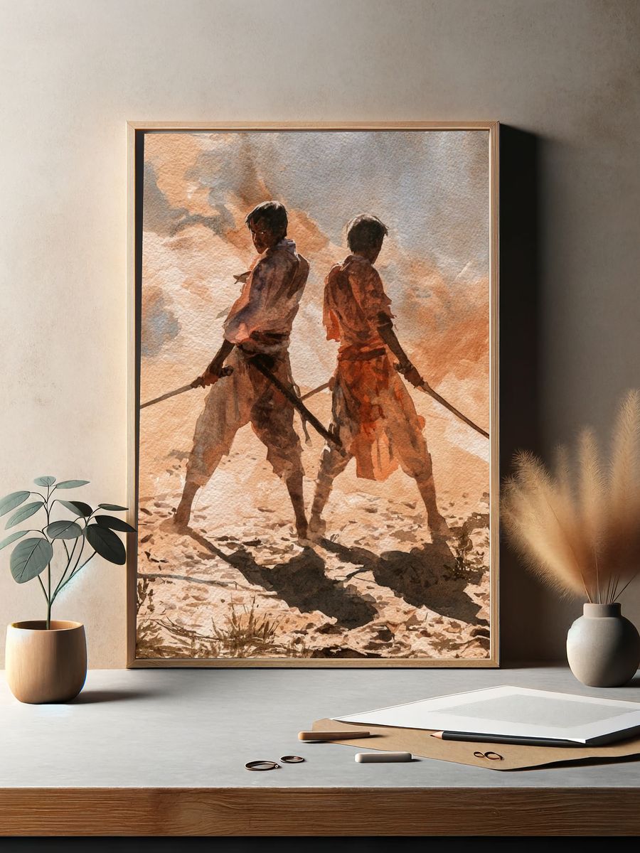 Desert Duel Watercolor Print. — room view 2