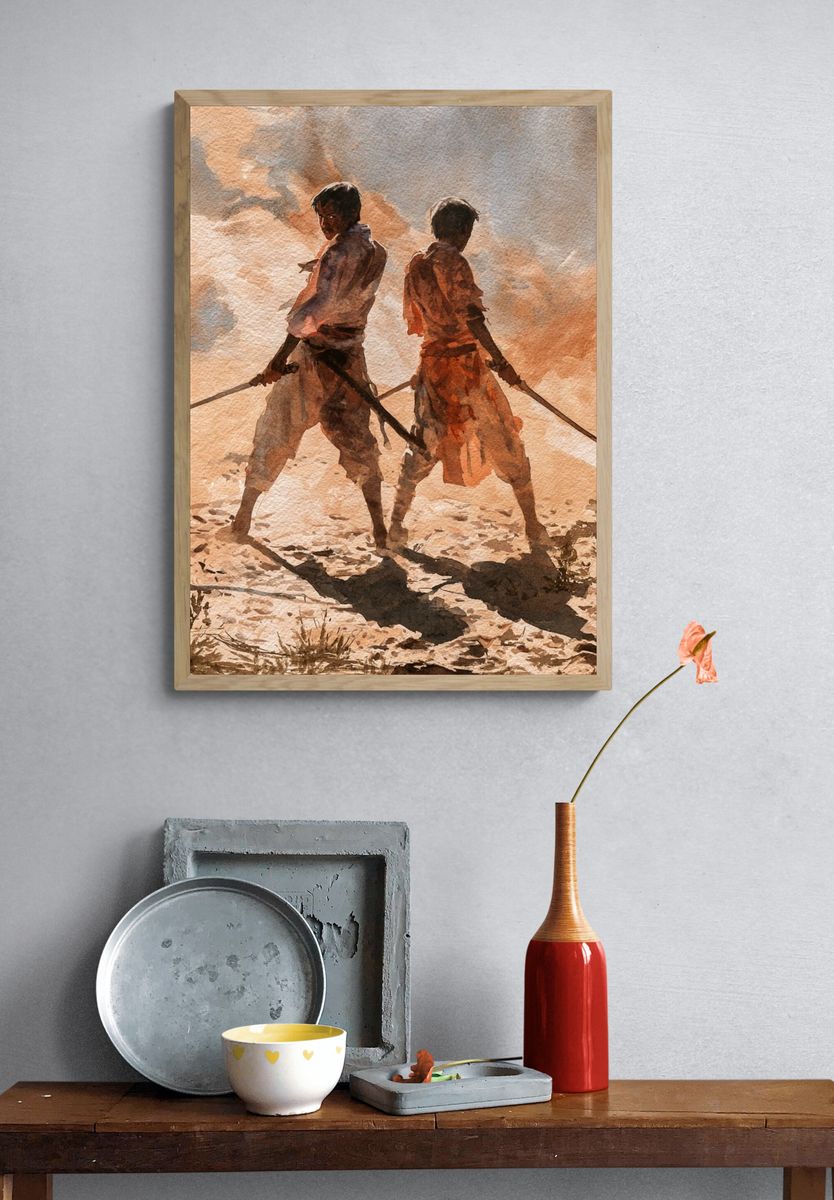 Desert Duel Watercolor Print. — room view 3