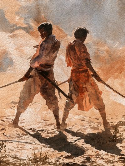 Desert Duel Watercolor Print.
