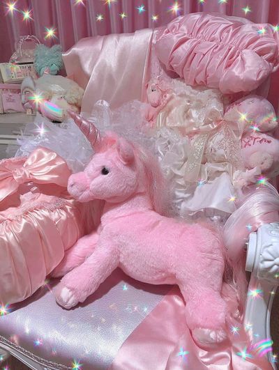 Pink Unicorn Plush Aesthetic Poster. poster print