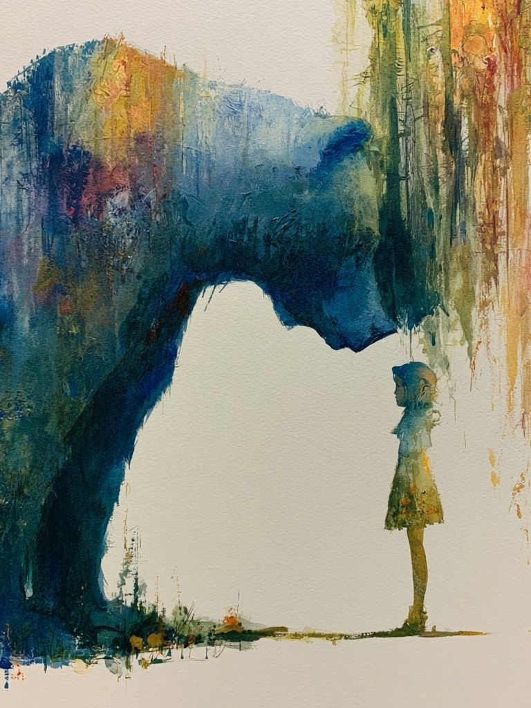 Dreamlike Encounter Watercolor Print. poster detail