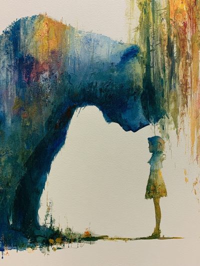 Dreamlike Encounter Watercolor Print. poster