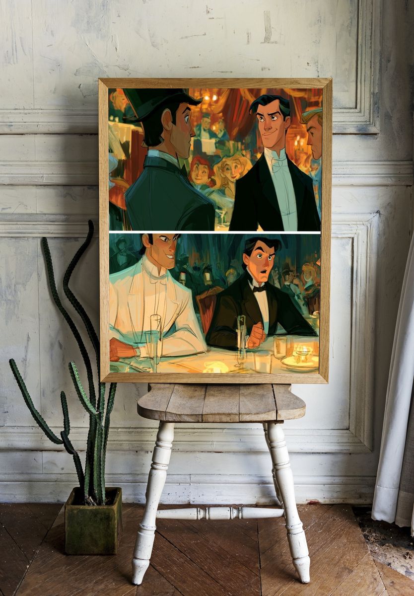 Elegant Dinner Scene Illustration Poster. — room view 1