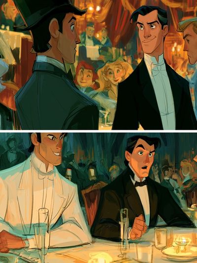 Elegant Dinner Scene Illustration Poster. poster