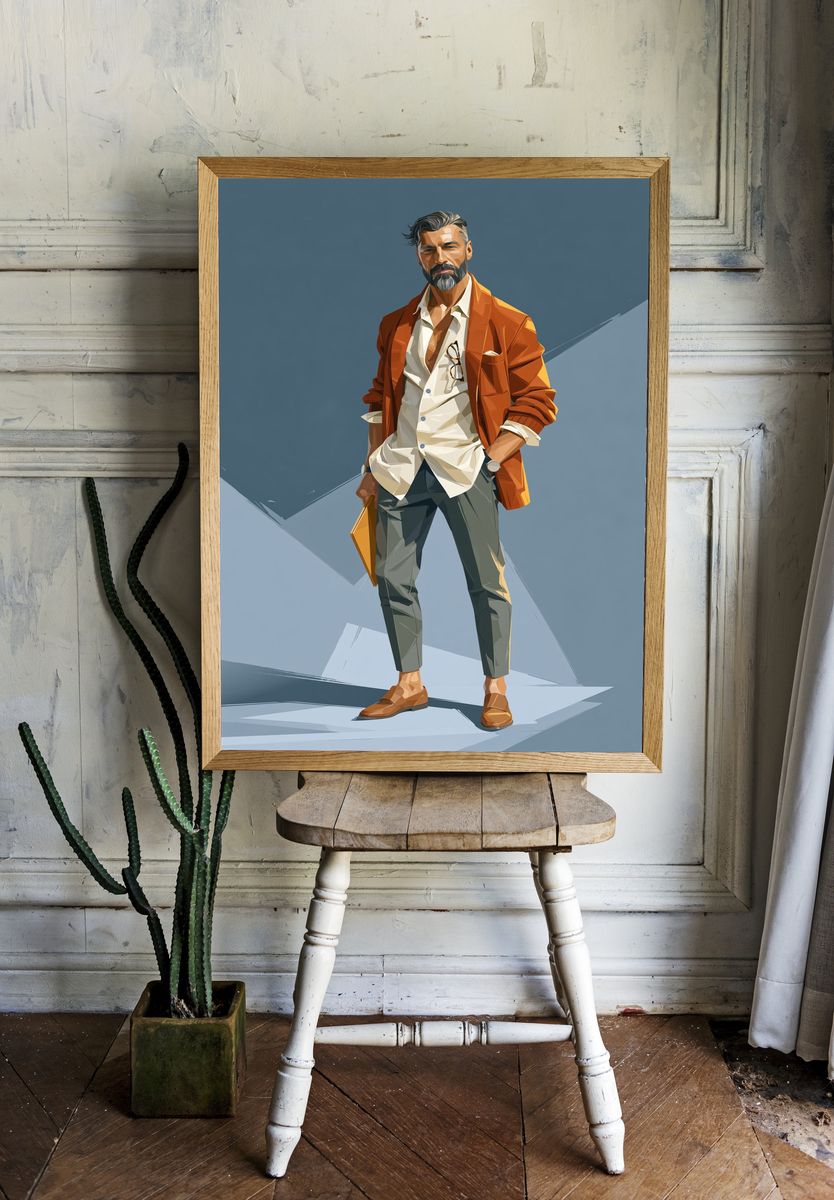 Stylish Man Portrait Illustration Poster. room preview