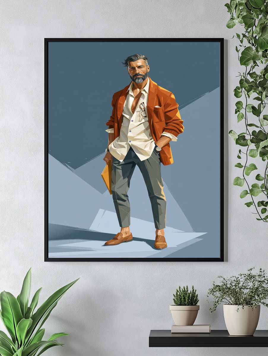 Stylish Man Portrait Illustration Poster. — room view 4