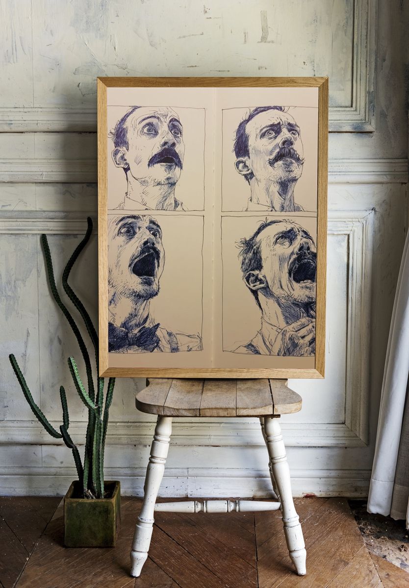 Expressive Portrait Study Illustration Poster. room preview