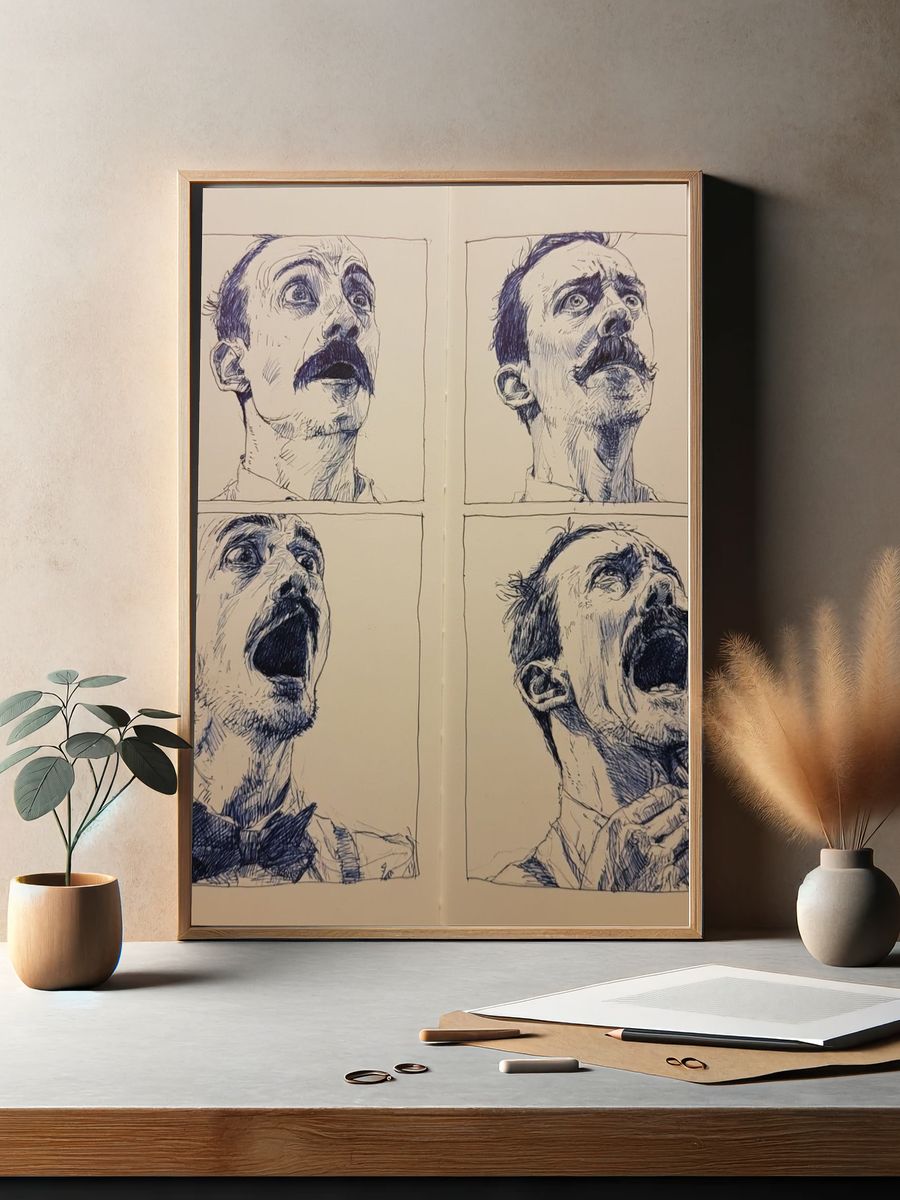 Expressive Portrait Study Illustration Poster. — room view 2