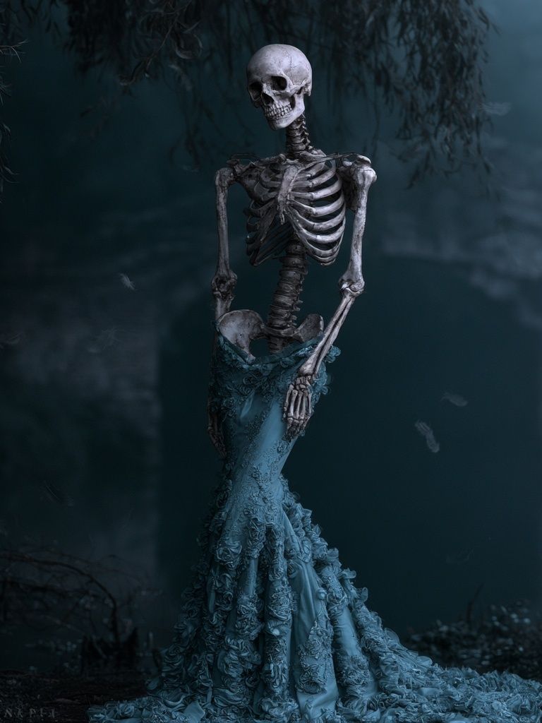 Skeleton in Blue Gown Poster. poster detail
