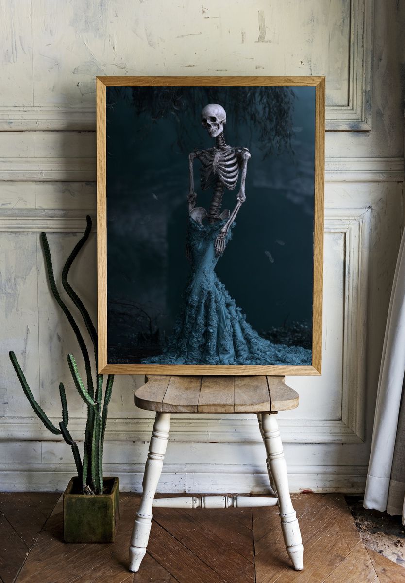 Skeleton in Blue Gown Poster. — room view 1