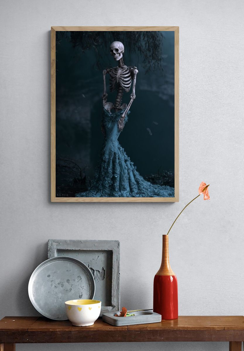 Skeleton in Blue Gown Poster. — room view 3
