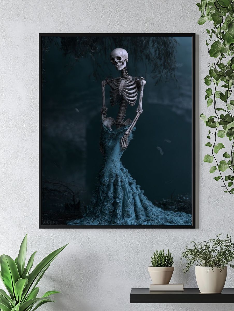 Skeleton in Blue Gown Poster. — room view 4
