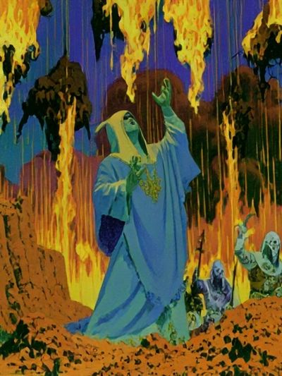 Surreal Desert Fire Illustration Poster.