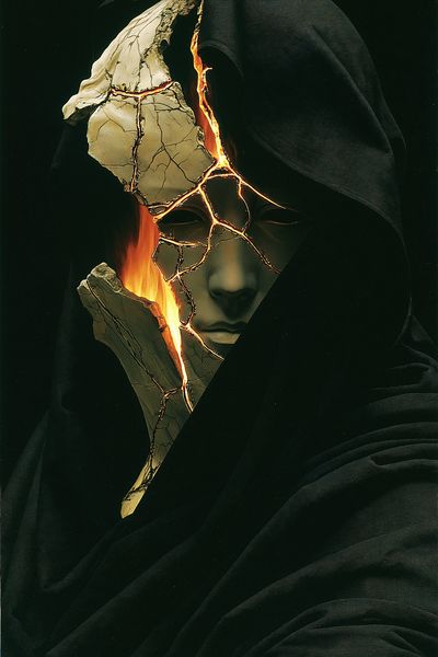 Cracked Mask Surrealism Poster. poster