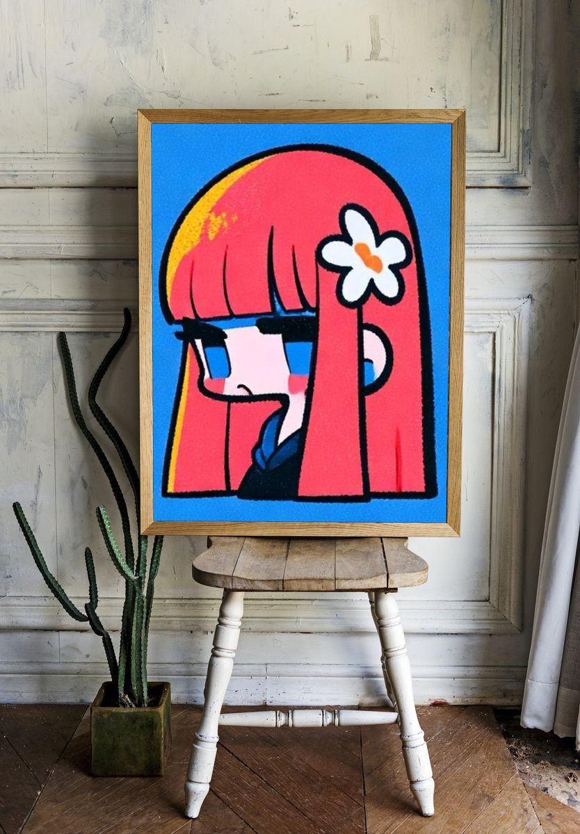Pink Hair Girl Pop Art Poster. — room view 1