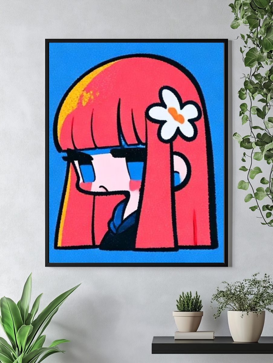 Pink Hair Girl Pop Art Poster. — room view 4