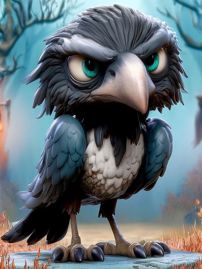 Angry Raven Fantasy Illustration Poster. poster
