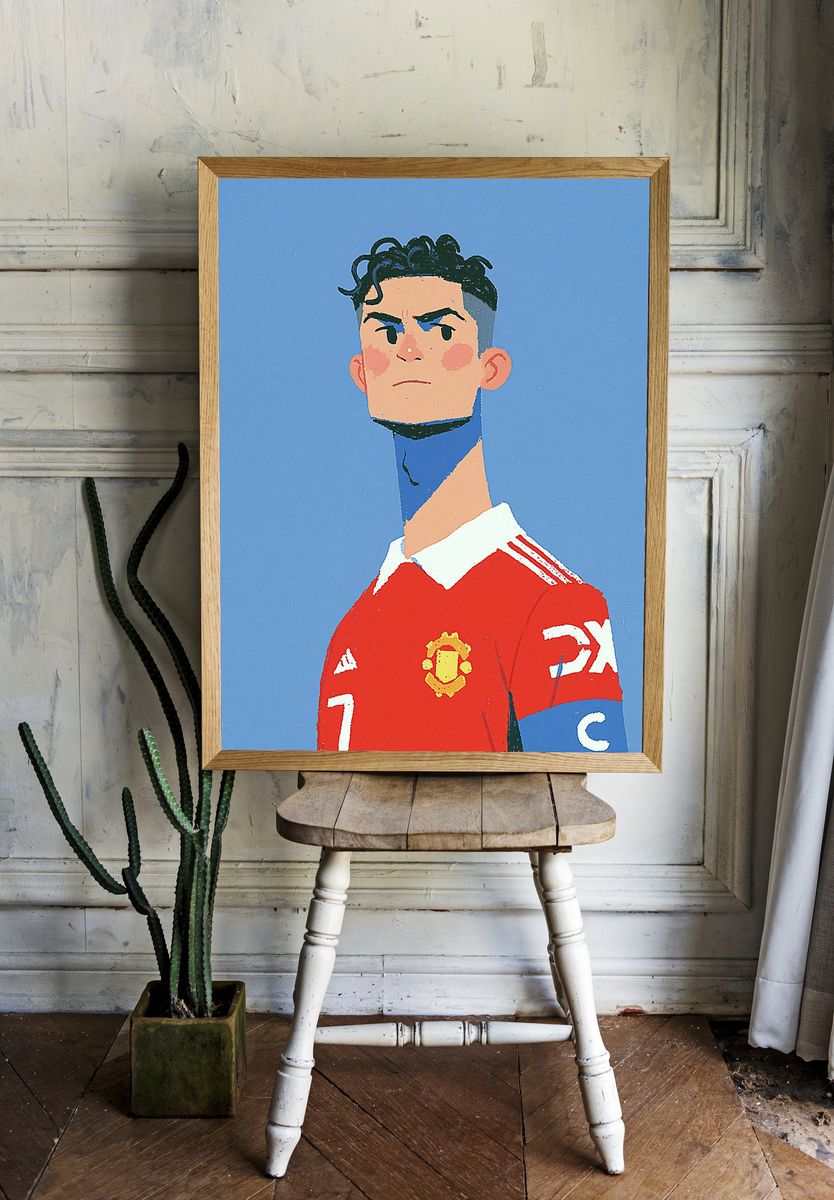 Football Captain Portrait Print. room preview