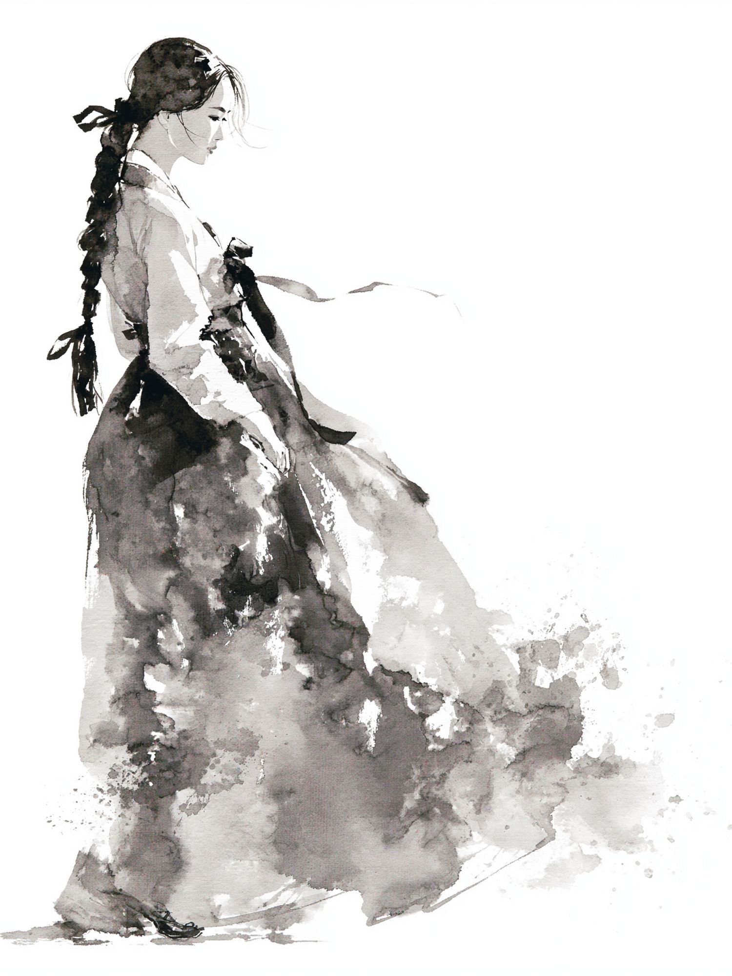 Watercolor Woman in Gown Print. poster detail