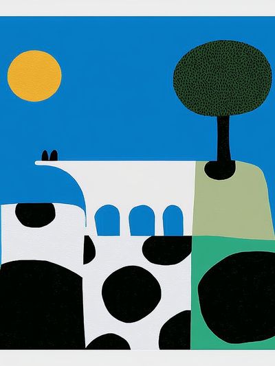 Cow and Tree Abstract Poster. poster