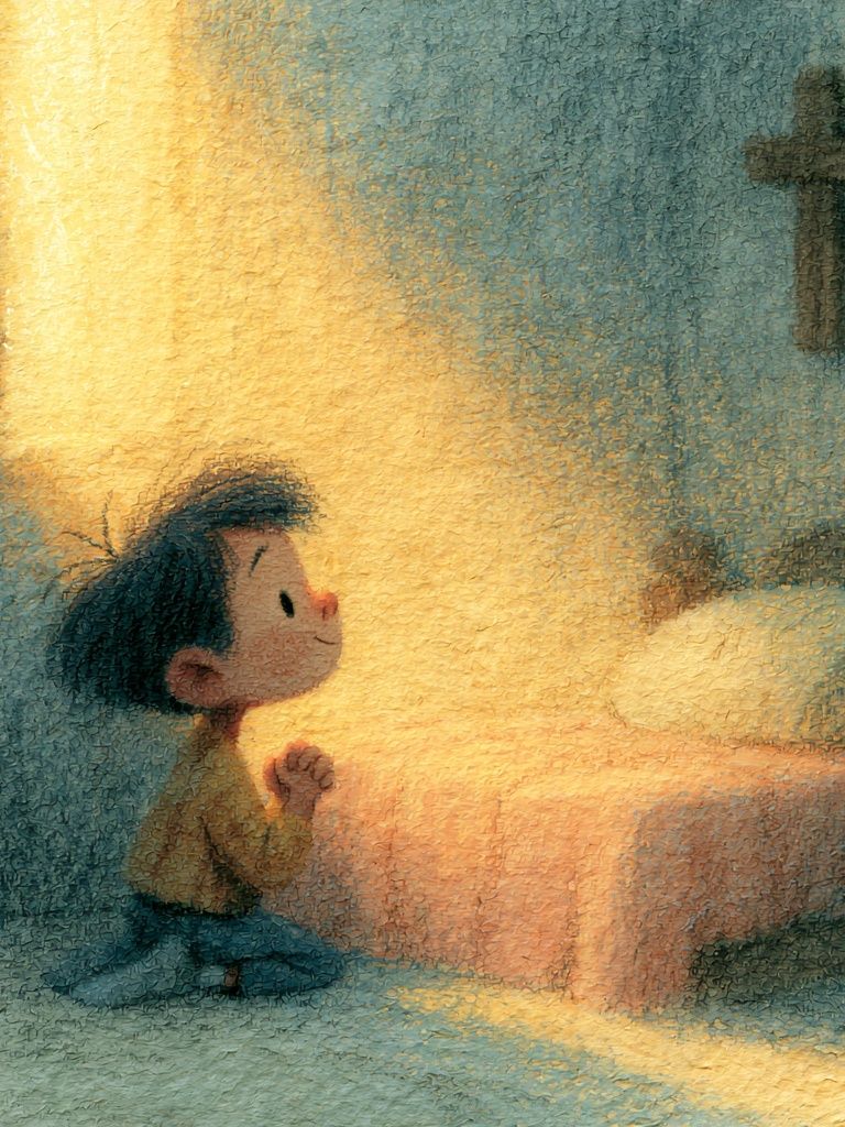 Praying Child Illustration Poster. poster detail