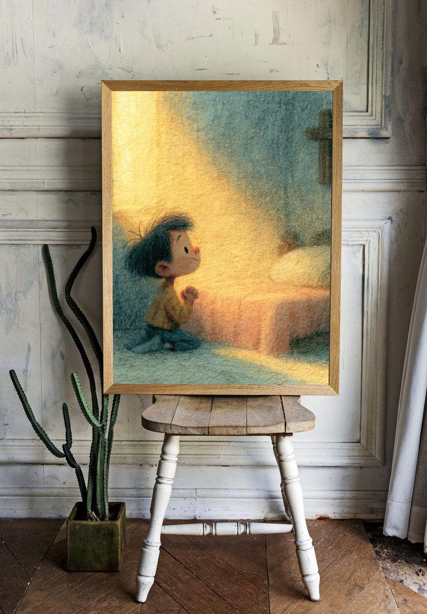 Praying Child Illustration Poster. room preview