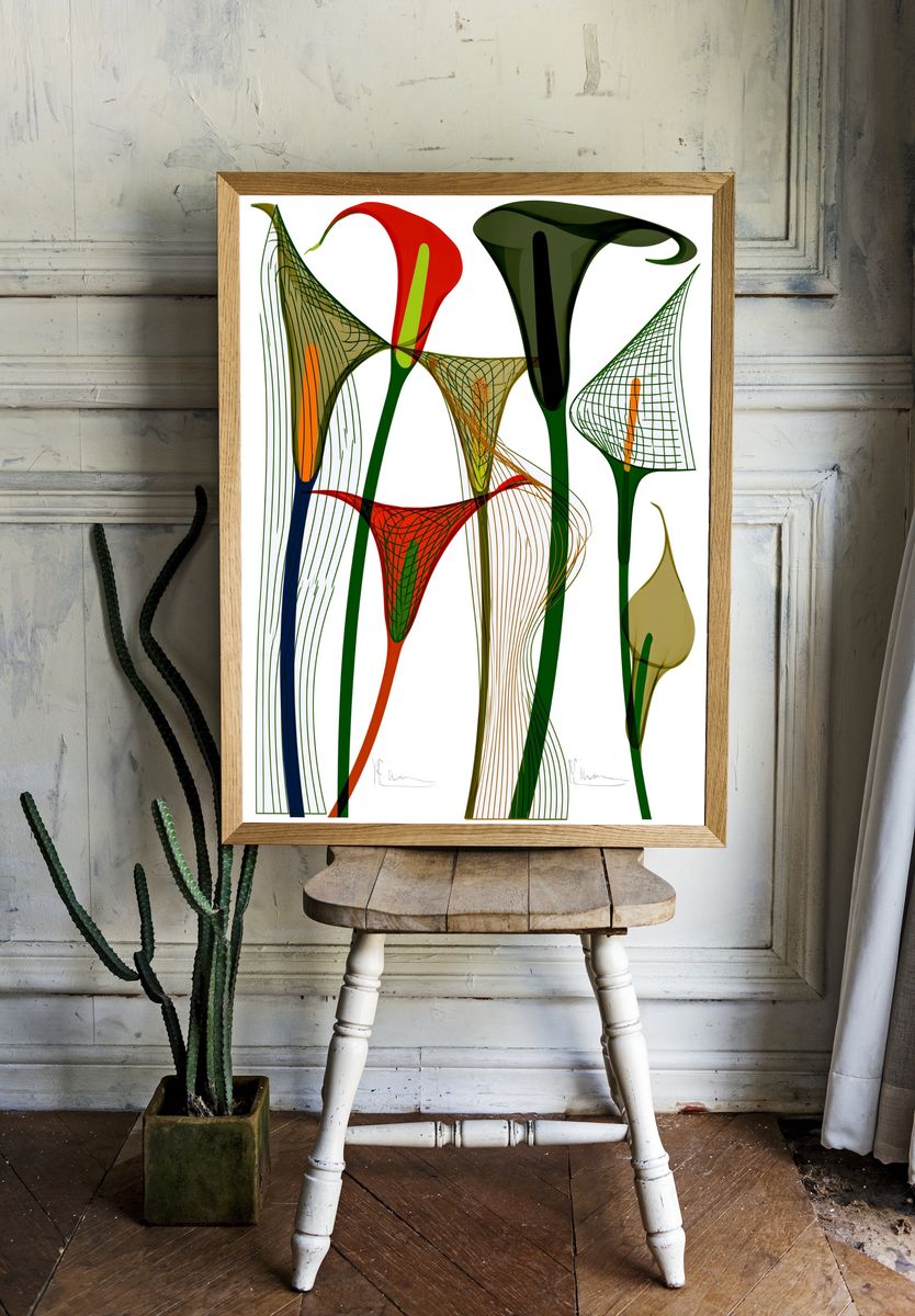 Abstract Floral Line Art Poster. room preview