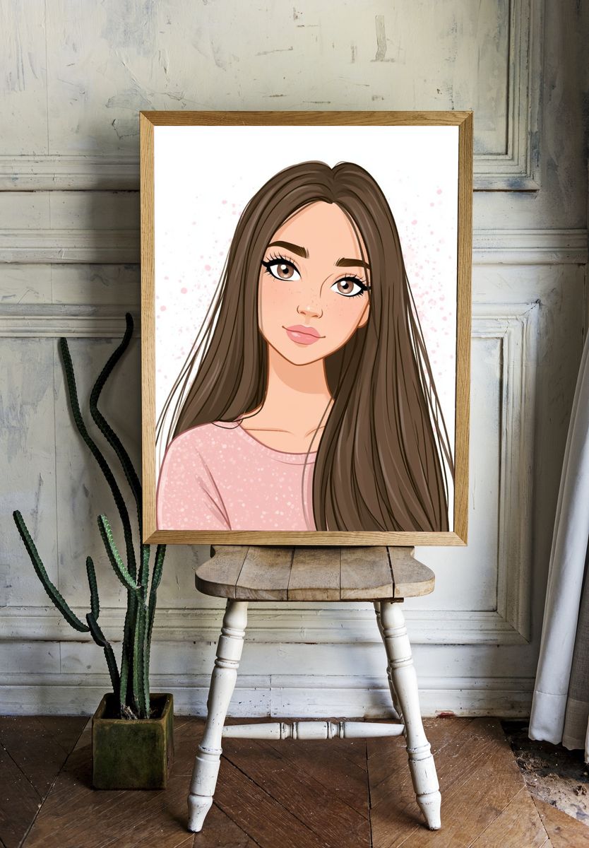 Soft Glam Girl Portrait Print. room preview