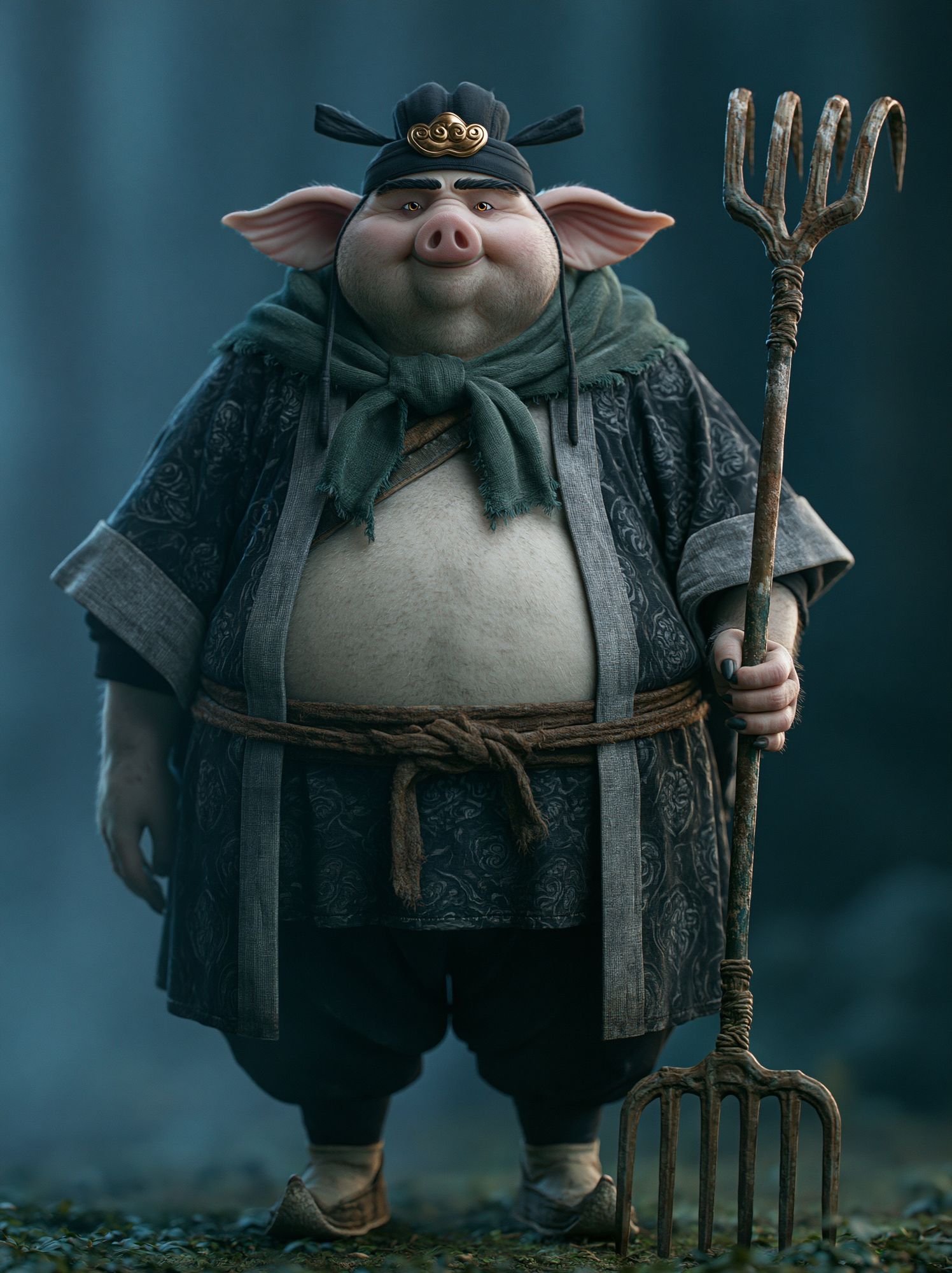 Pig Farmer Fantasy Illustration Poster. poster — illustration art