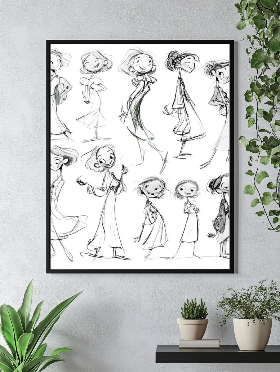 Fashion Figure Sketches Illustration Poster. — room view 4
