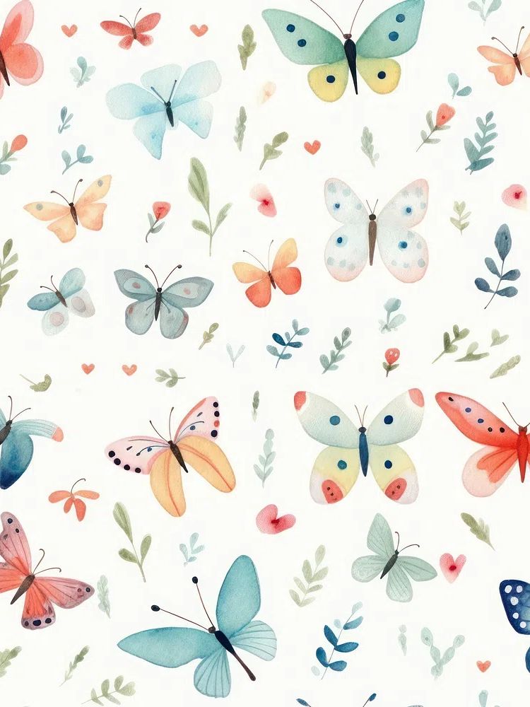 Watercolor Butterflies Pattern Print. poster detail