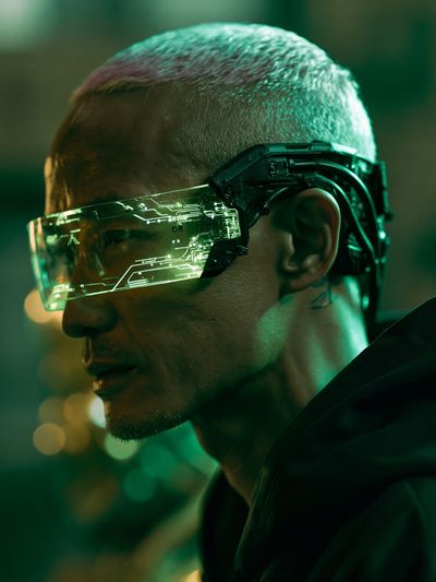 Cyberpunk Visor Portrait Print. poster print