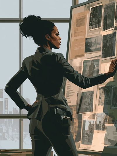 Detective at the Evidence Board Print. poster